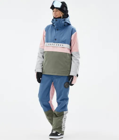 Snowboardhosen<Dope Snow Blizzard Track W BlueSteel/LightGrey/SoftPink/Greenish